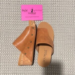 Corkys Women's Brown Mules with Cork Wedge